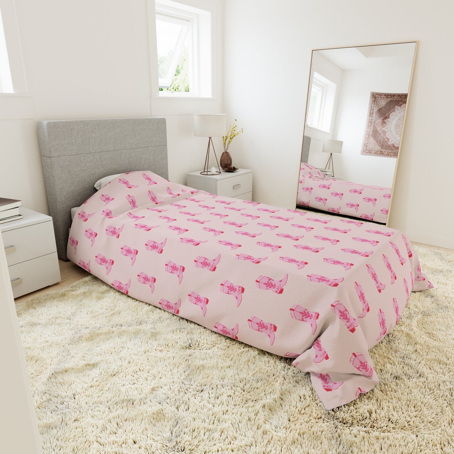 Cowgirl Boot Duvet Cover / Pink