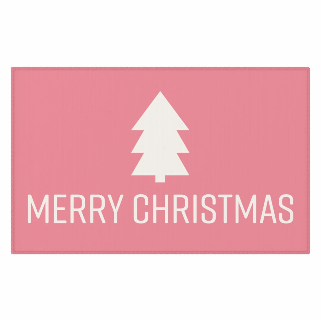 Merry Christmas Welcome Rug / Pink