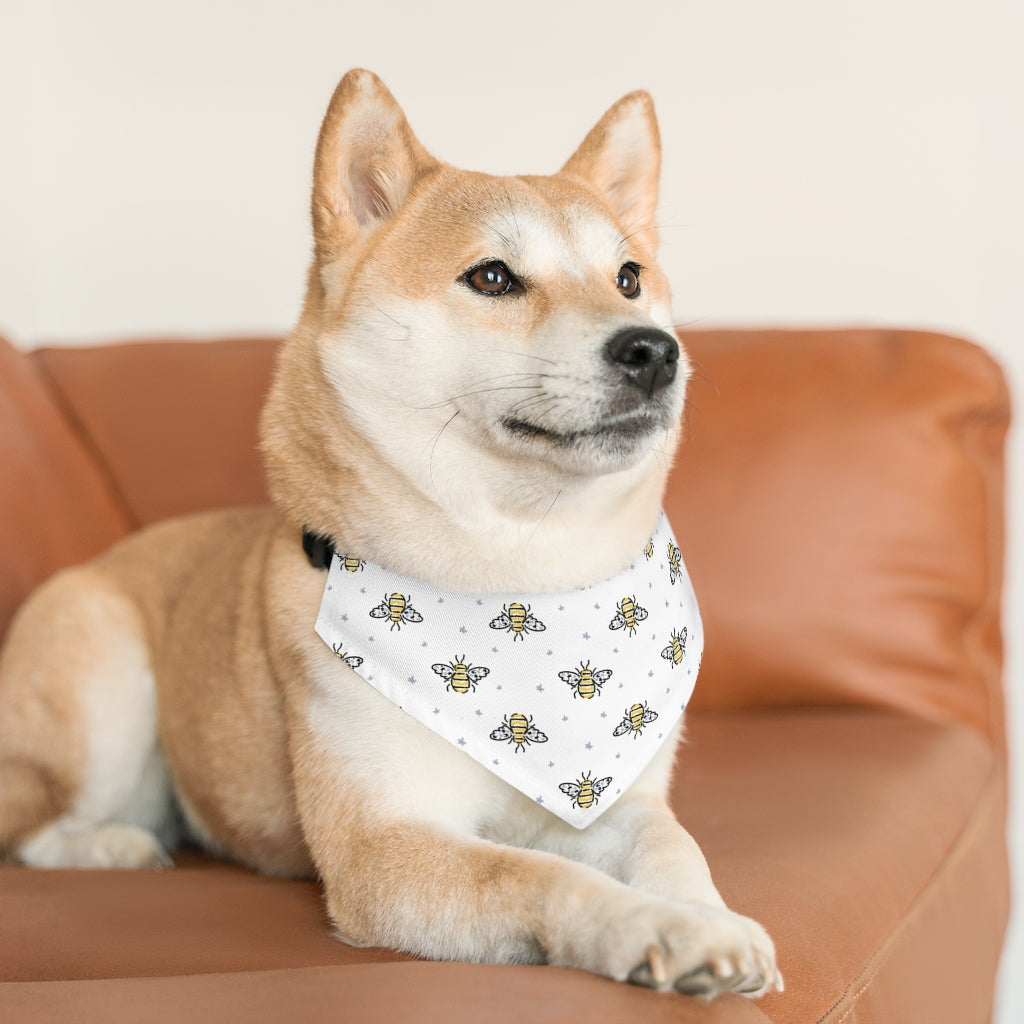 Bumble Bee Dog Bandana / White