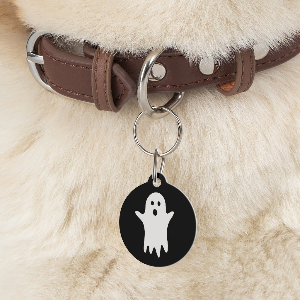 Ghost / Halloween Pet Tag / Black