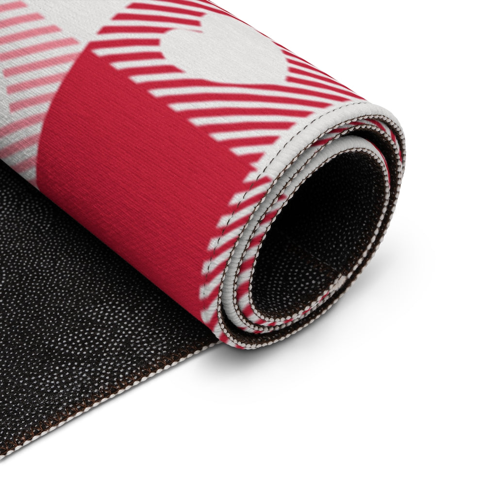 Heart Buffalo Plaid Ombre Entry Rug / Red Pink