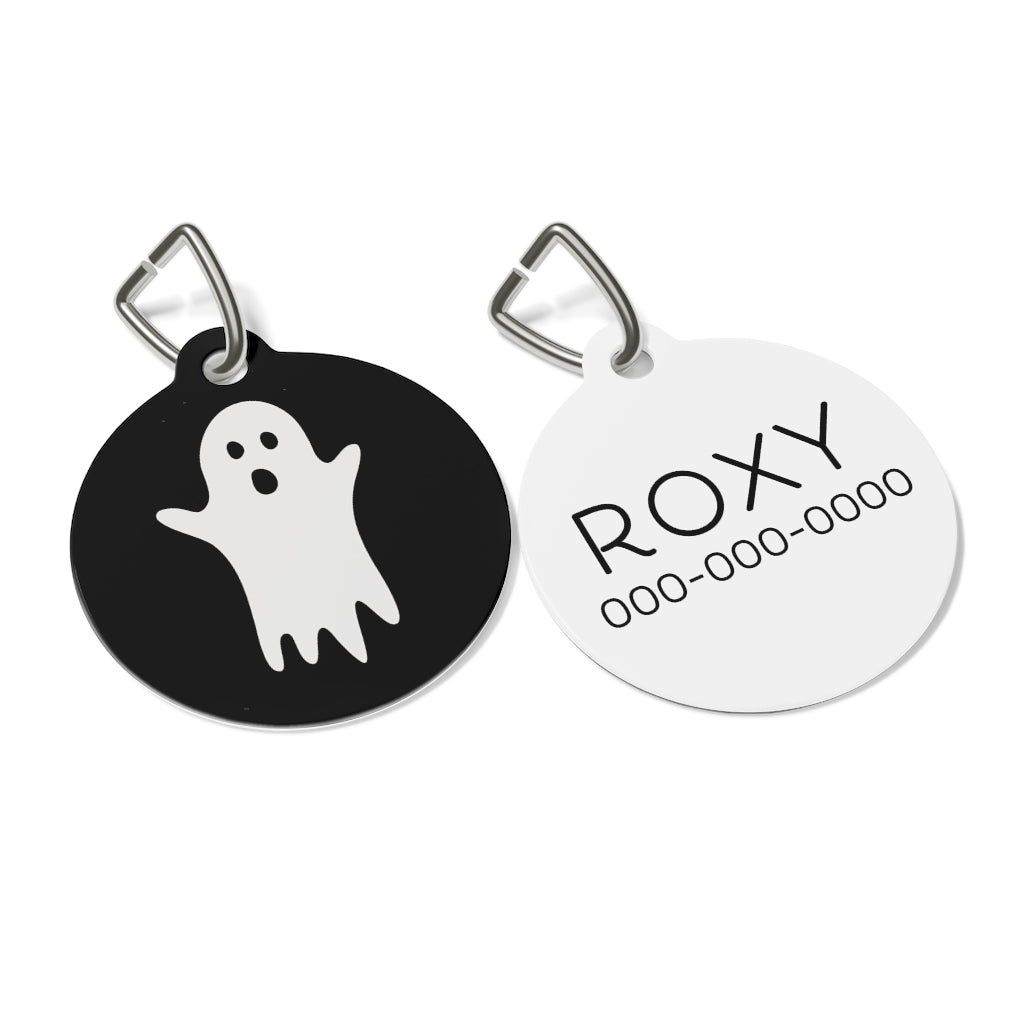 Ghost / Halloween Pet Tag / Black