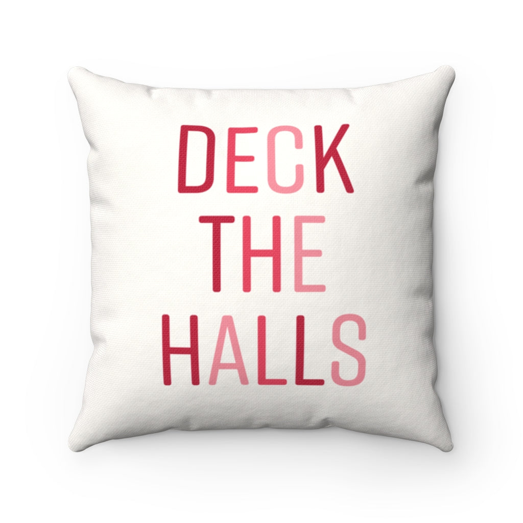 Deck The Halls Pillow Cover / Christmas / White-Red