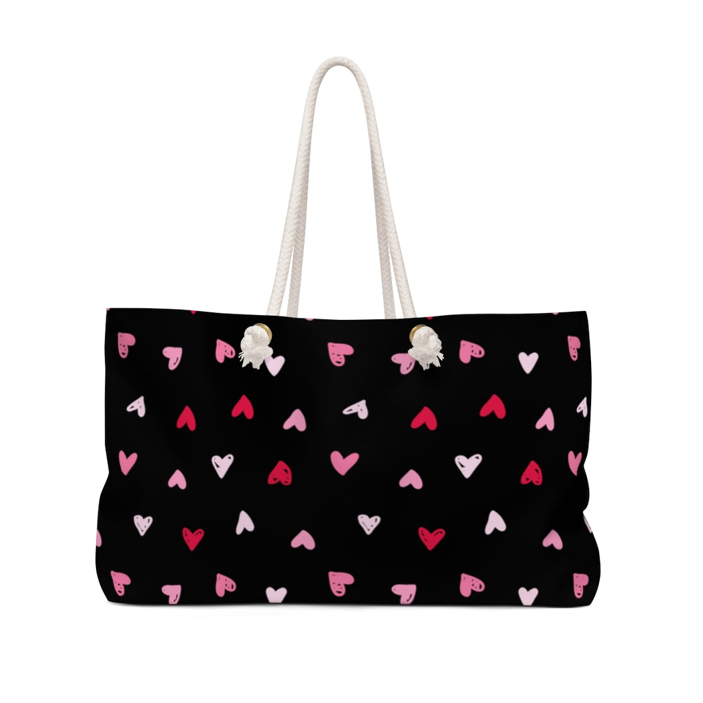 Hearts Ditsy Weekender Bag / Black