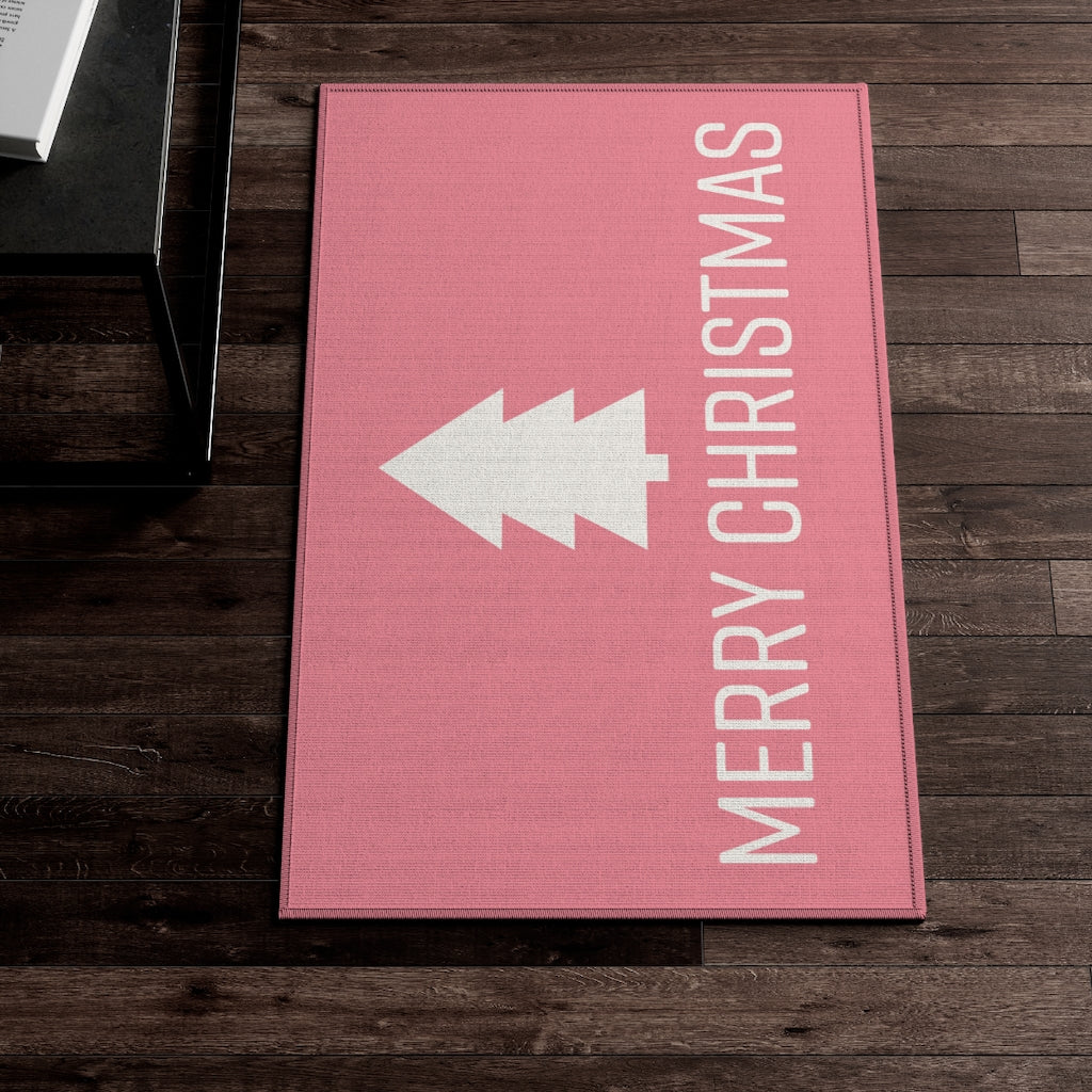 Merry Christmas Welcome Rug / Pink