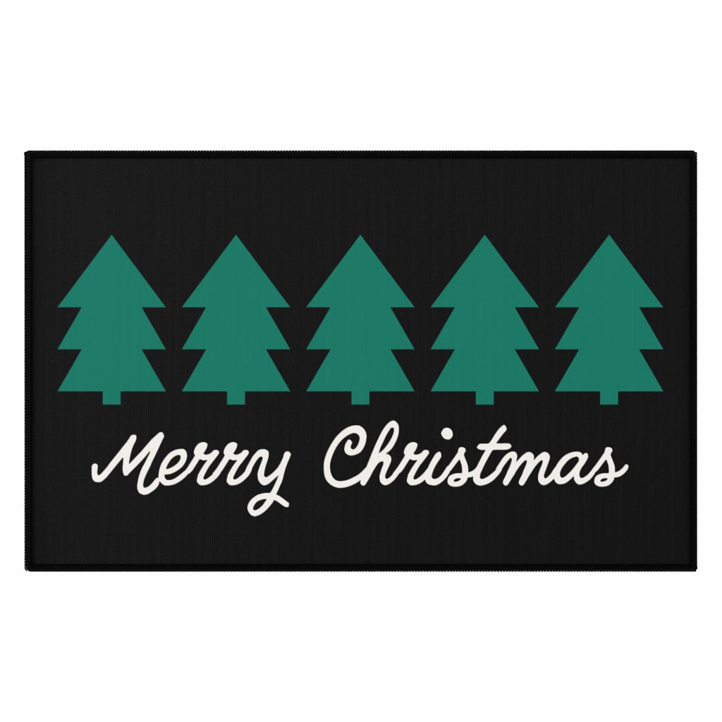 Merry Christmas Welcome Rug / Black