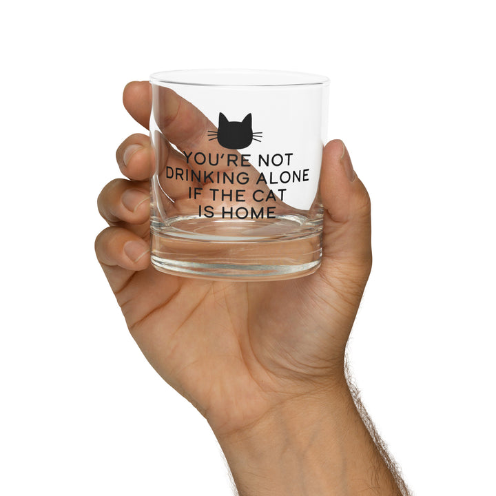 Not Drinking Alone Cat / Whiskey Glass