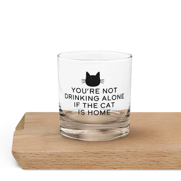 Not Drinking Alone Cat / Whiskey Glass