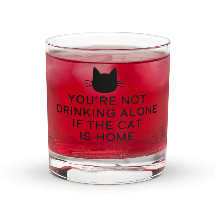 Not Drinking Alone Cat / Whiskey Glass