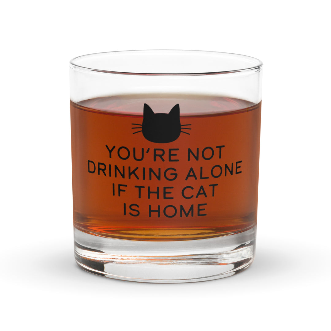 Not Drinking Alone Cat / Whiskey Glass