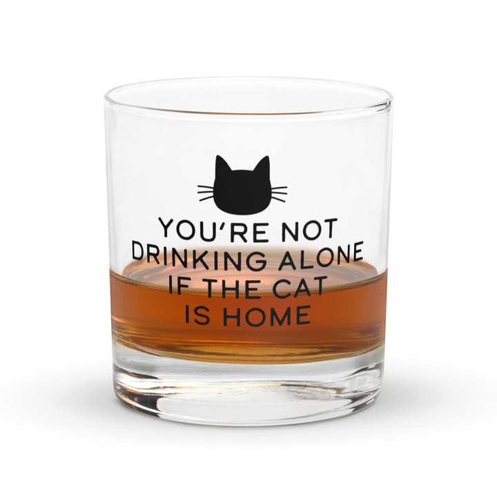 Not Drinking Alone Cat / Whiskey Glass