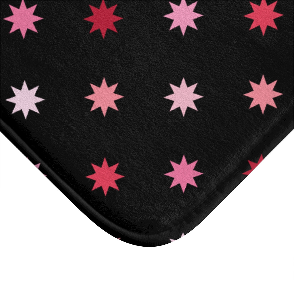 Geo Star Bath Mat / Black Pink
