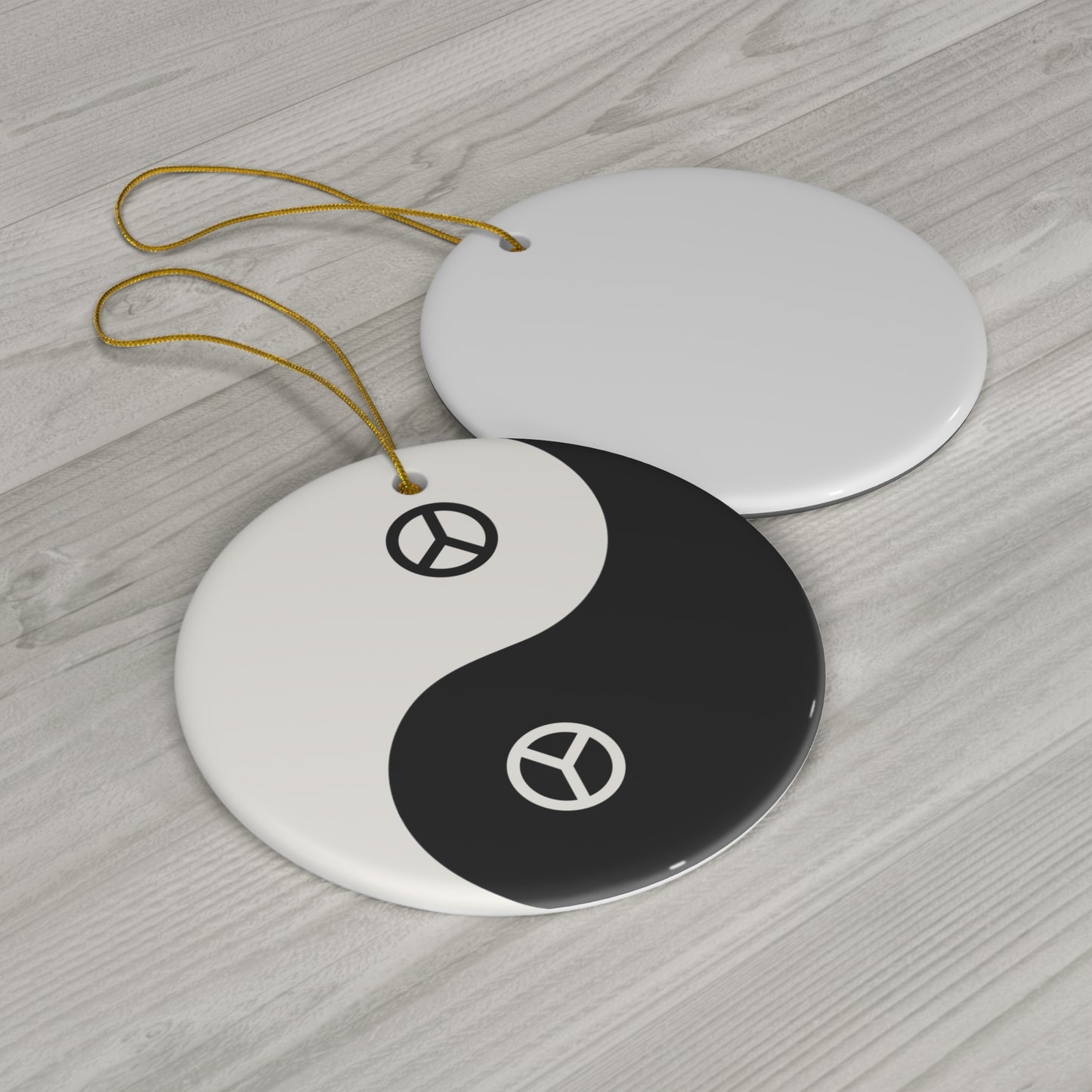 Yin Yang Peace Sign Ornament / Black