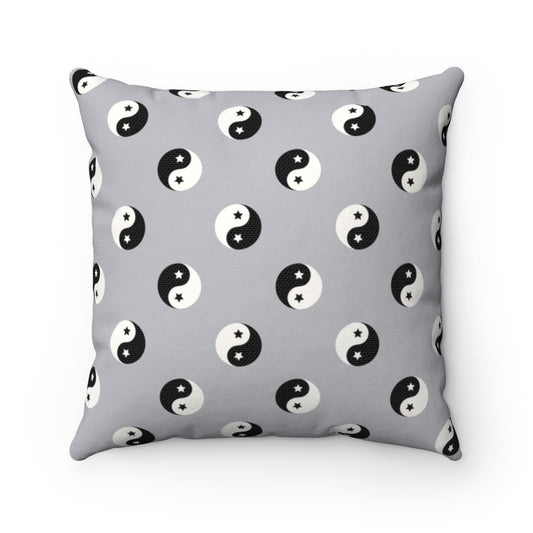 Yin Yang Print Pillow Cover / Gray