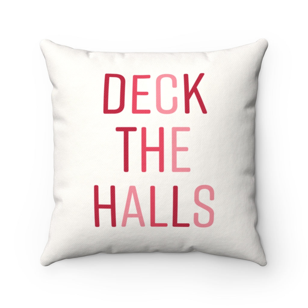 Deck The Halls Pillow Cover / Christmas / White-Red