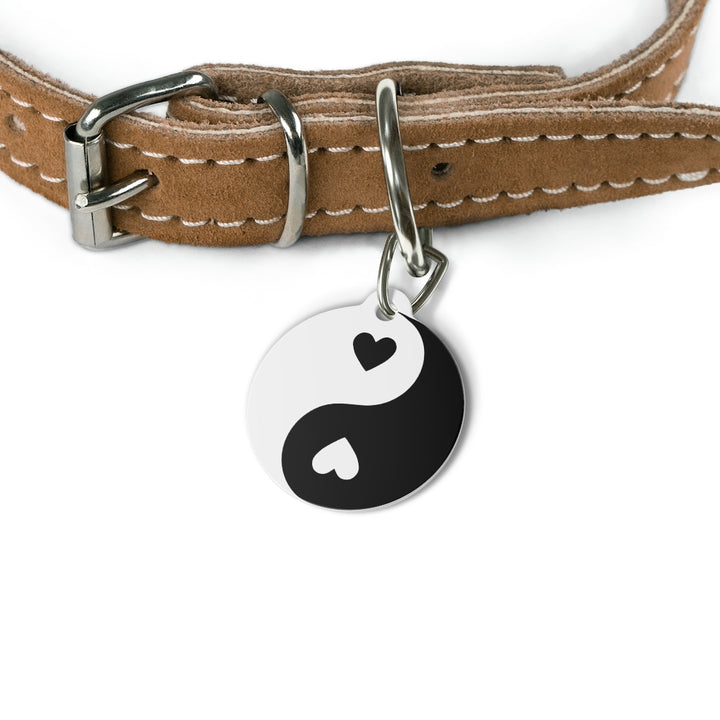 Heart Yin Yang Pet Tag / Black White