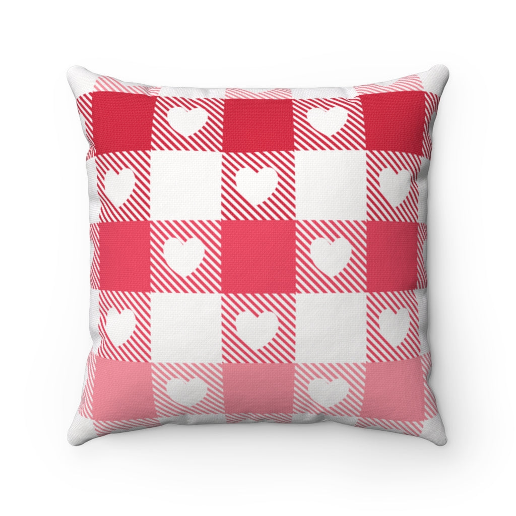 Heart Buffalo Plaid Ombre Pillow Cover / Red
