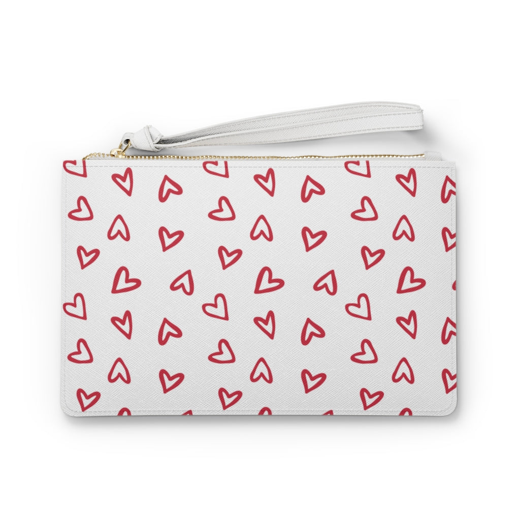 Aurora Hearts Clutch Bag / White Red