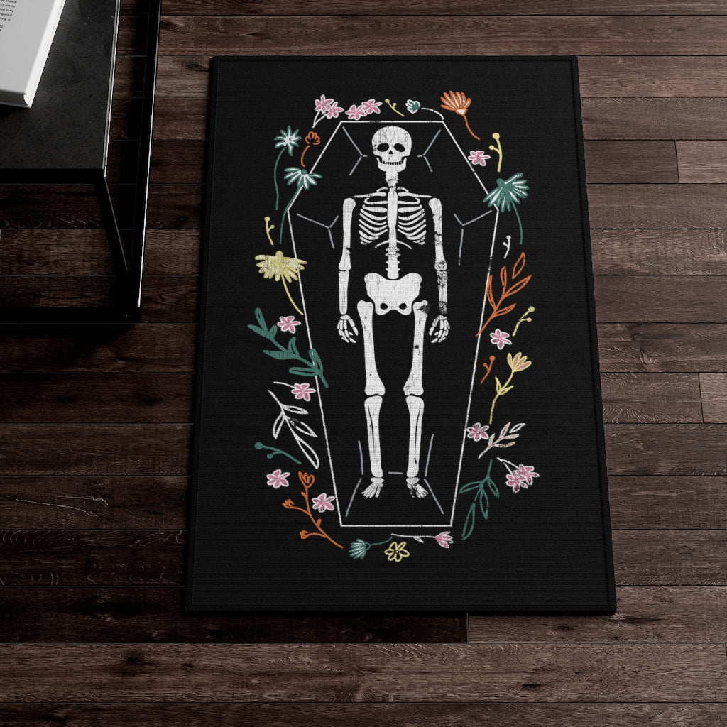 Skeleton / Halloween Vertical Entry Rug / Black