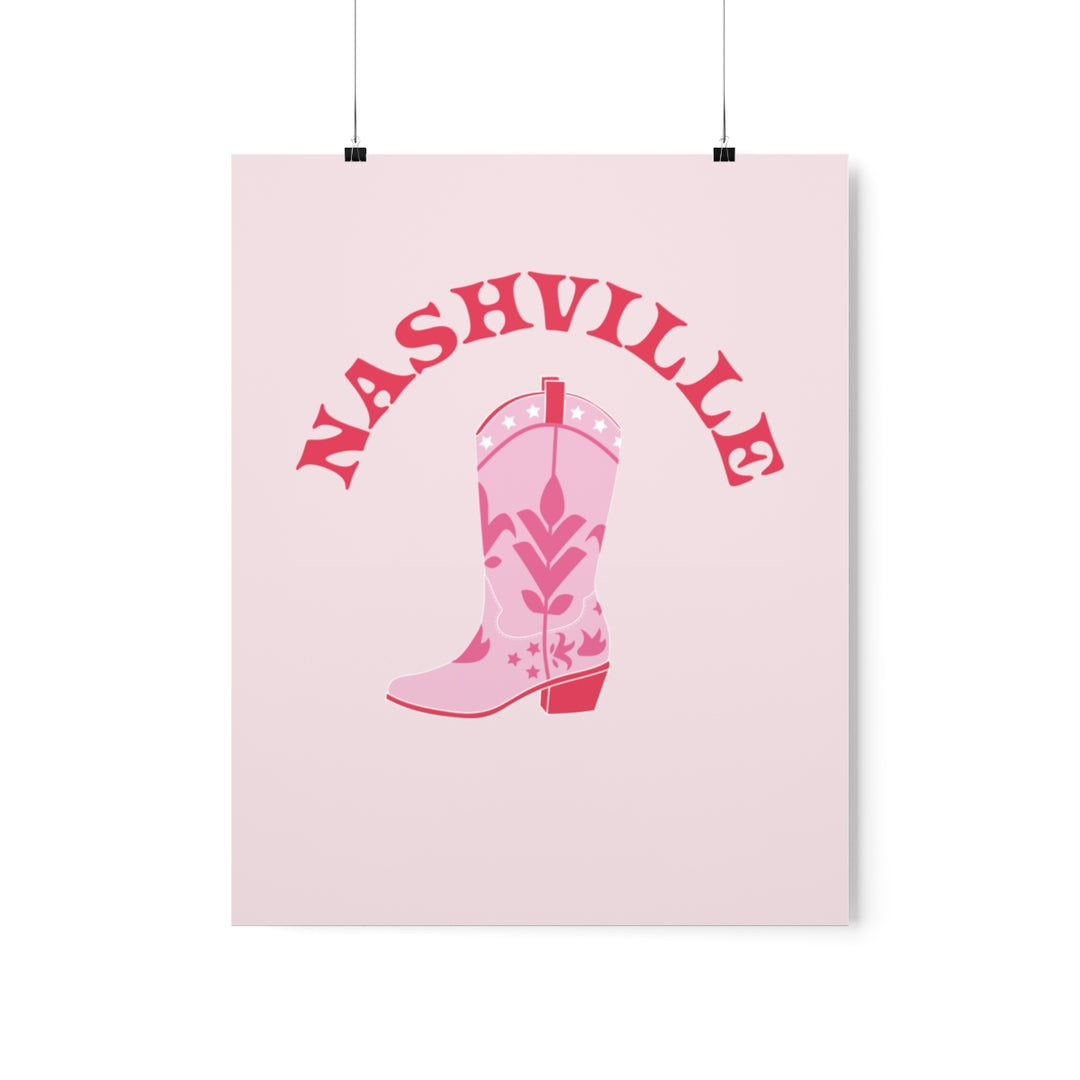 Pink Nashville Cowgirl Boot / Wall Art Print