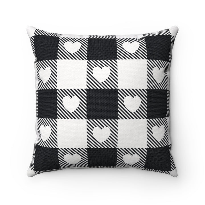 Heart Buffalo Plaid Pillow Cover / Black Charcoal