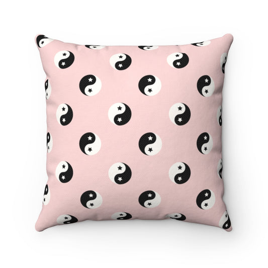 Yin Yang Print Pillow Cover / Pink