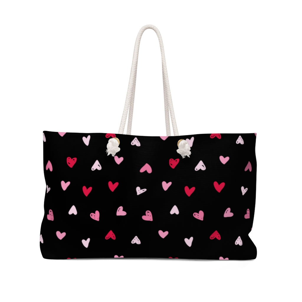 Hearts Ditsy Weekender Bag / Black