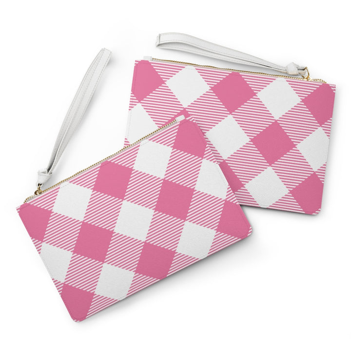 Soho Plaid Clutch Bag / White Pink