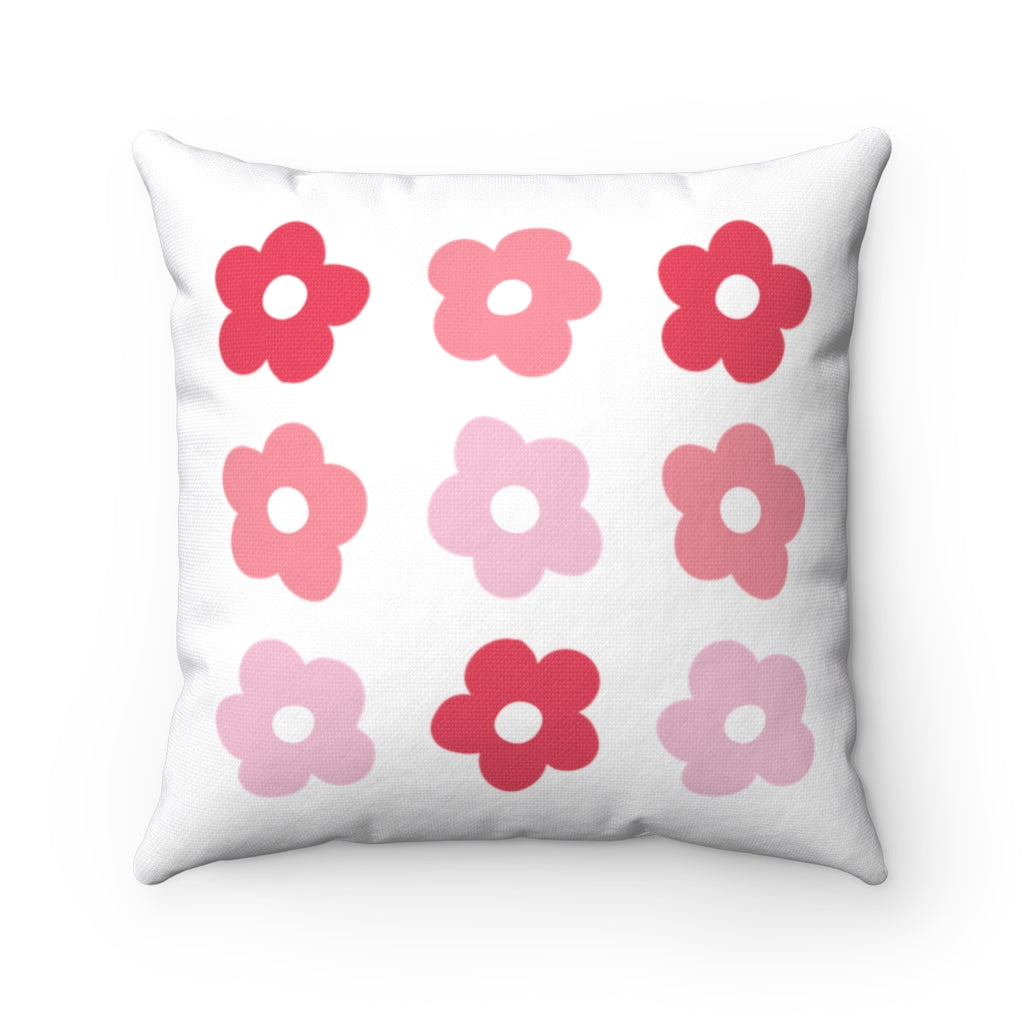 Floral Pillow Cover / White/Red