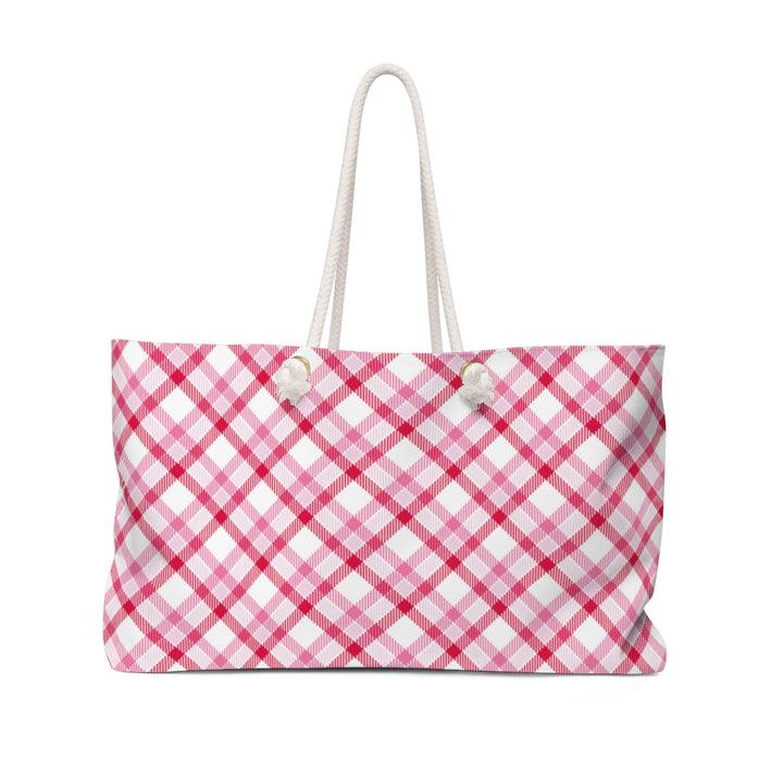 Music Row Plaid Weekender Bag / White Pink