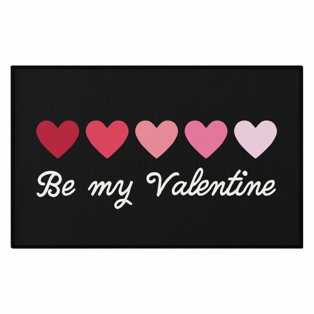 Be My Valentine Script Entry Rug / Black