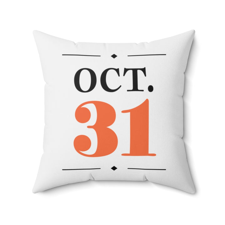 Oct. 31 Pillow Cover / Halloween / White Orange