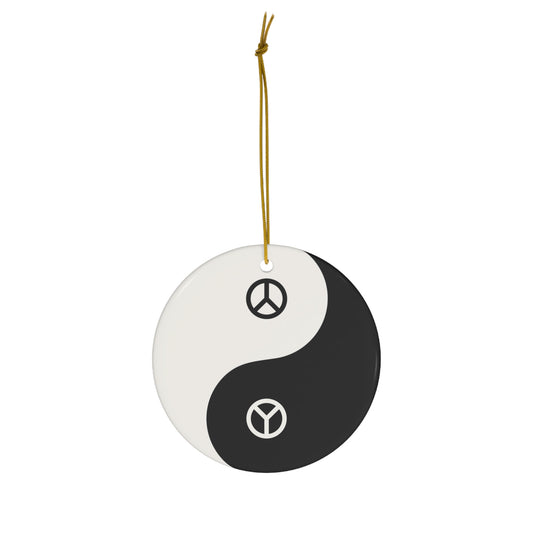 Yin Yang Peace Sign Ornament / Black