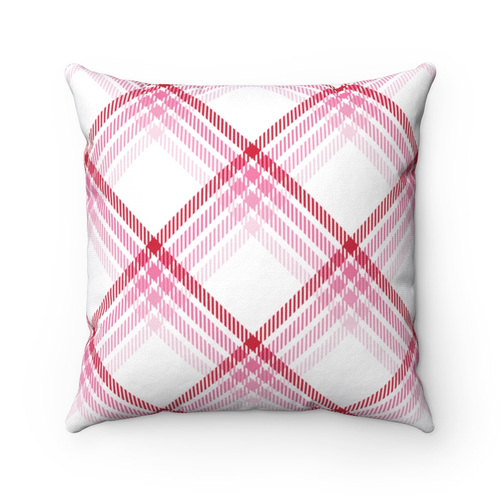 Carytown Plaid Pillow Cover / White Pink