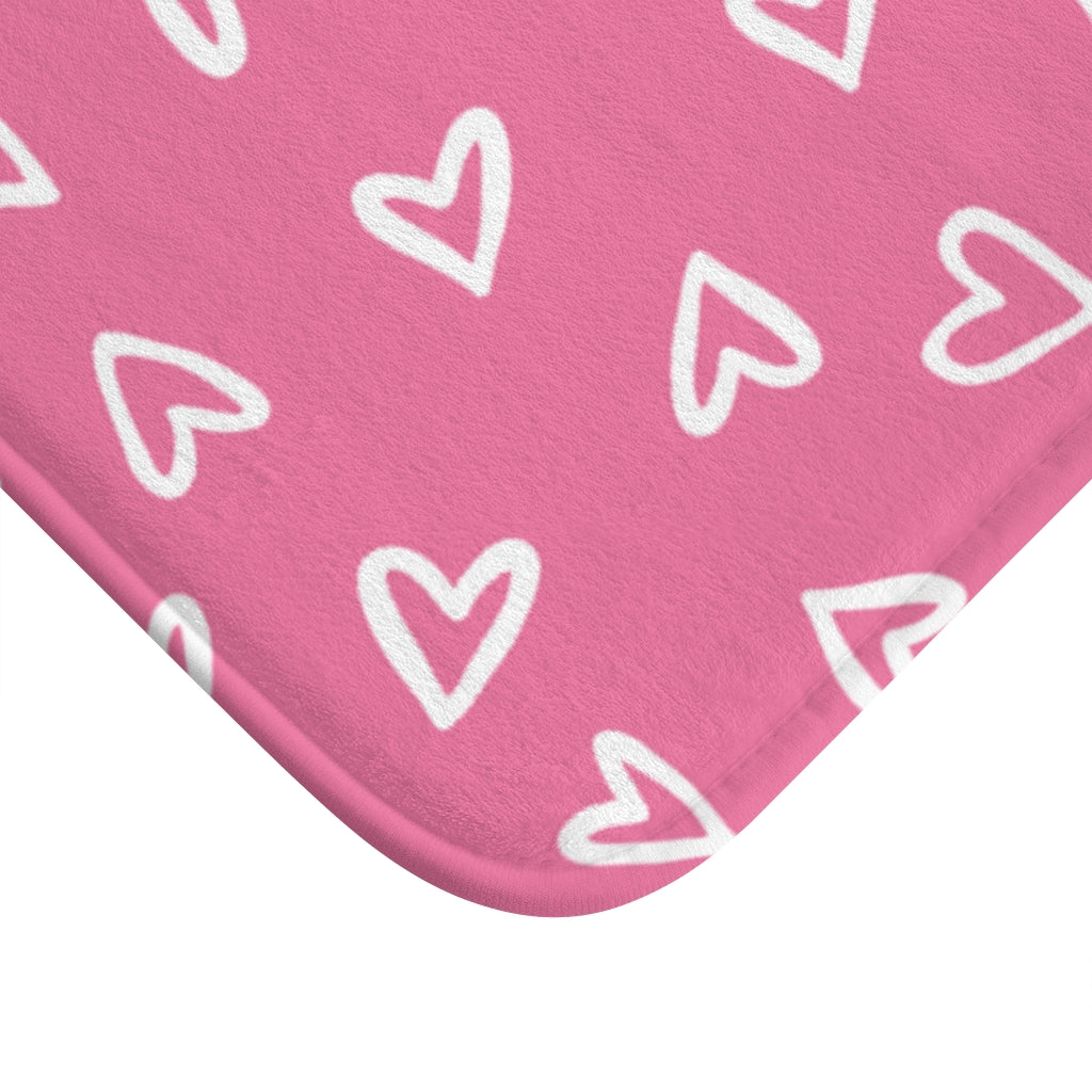 Aurora Hearts Bath Mat / Pink