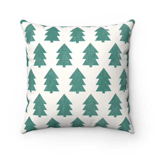 Christmas Tree Pillow Cover / White-Green
