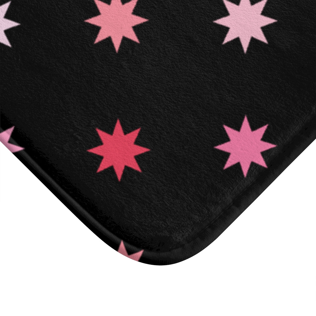 Geo Star Bath Mat / Black Pink