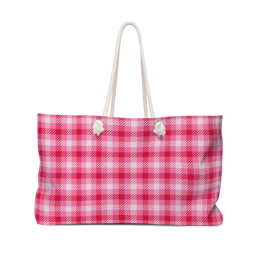 Astoria Plaid Weekender Bag / Hot Pink