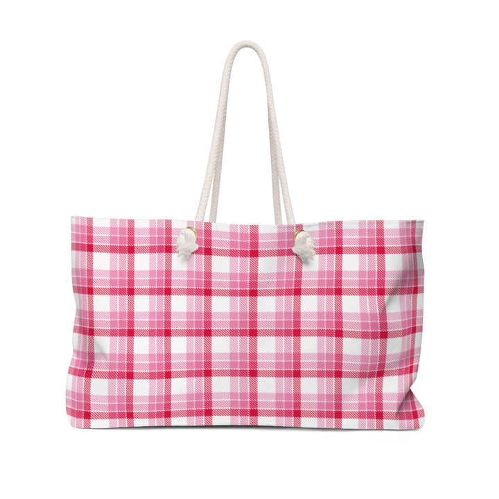 Astor Place Plaid Weekender Bag / White Pink