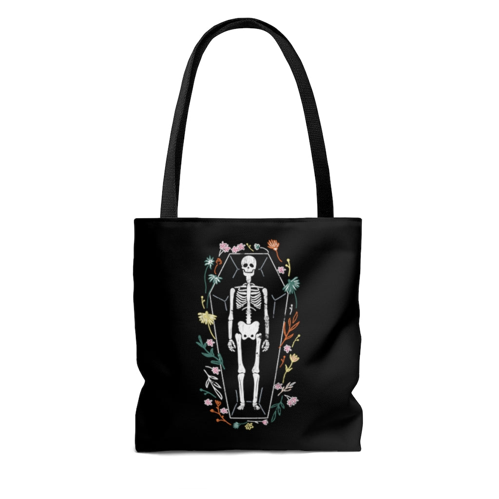 Skeleton / Halloween Tote Bag / Black