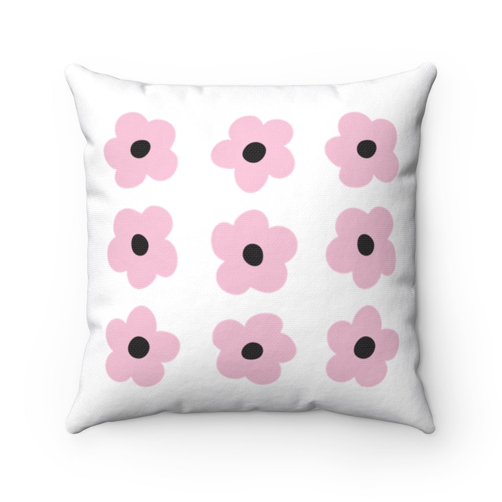 Floral Pillow Cover / White/Pink