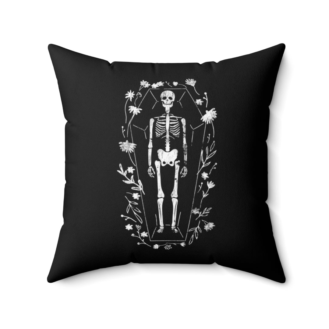 Skeleton Pillow Cover / Halloween / Black Charcoal White
