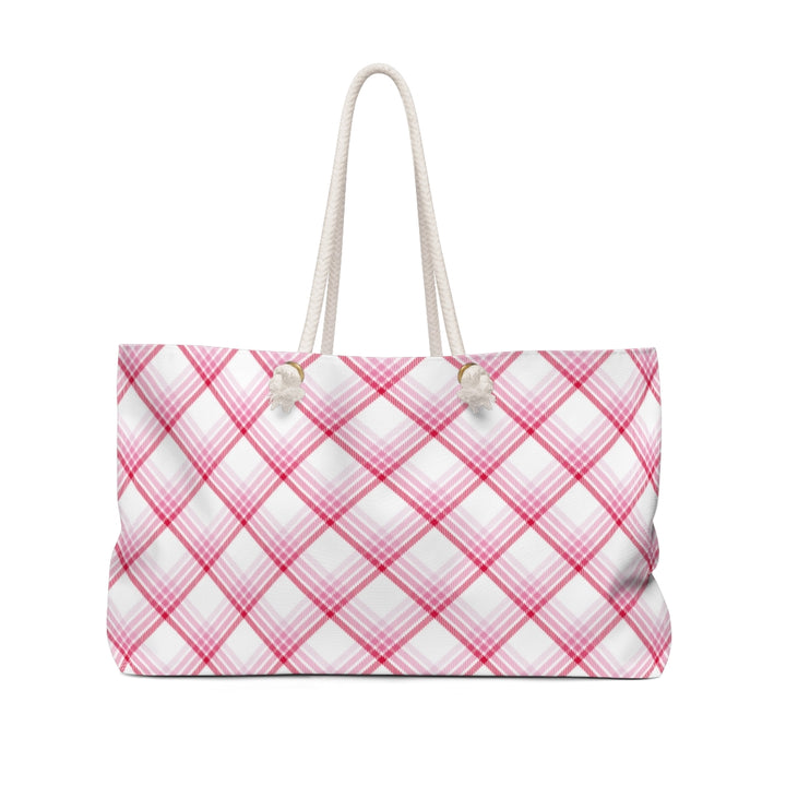 Carytown Plaid Weekender Bag / White Pink