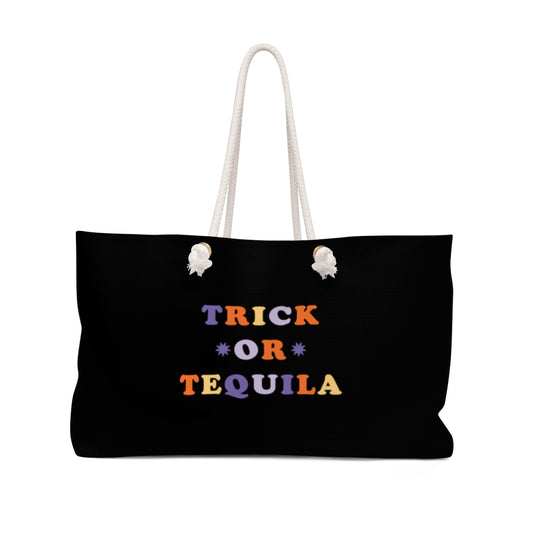 Trick or Tequila / Halloween Weekender Bag / Black