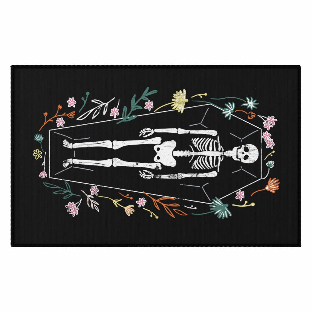 Skeleton / Halloween Vertical Entry Rug / Black