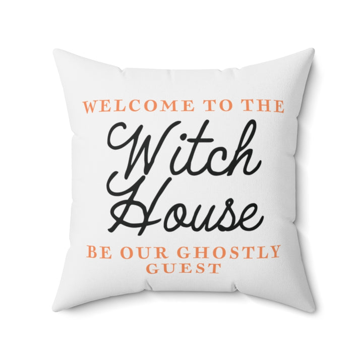 Witch House Pillow Cover / Halloween / White Orange