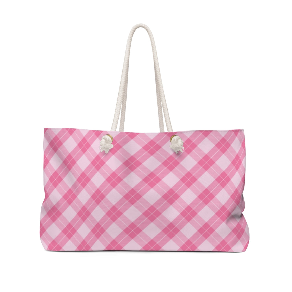 Savannah Plaid Weekender Bag / Pink