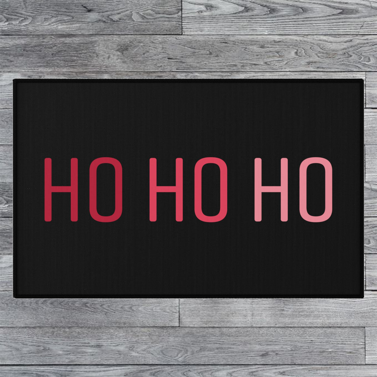 Ho Ho Ho Christmas Welcome Rug / Black