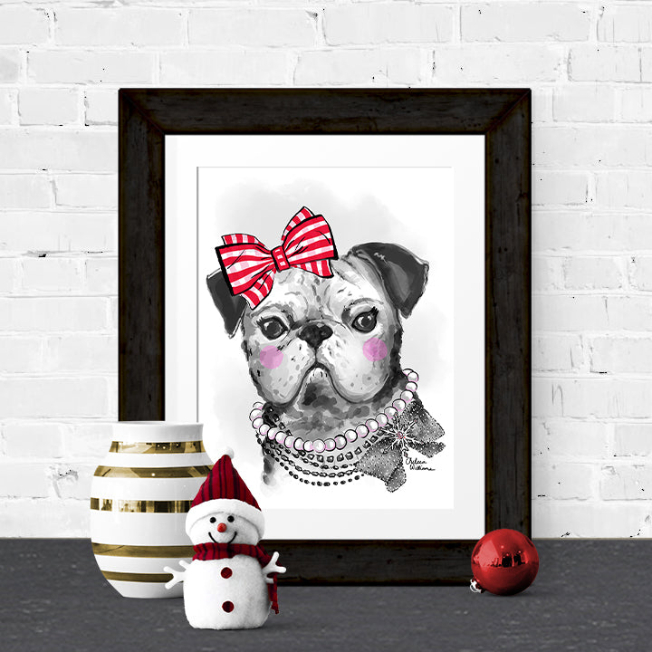 Christmas Pug / Christmas / Wall Art
