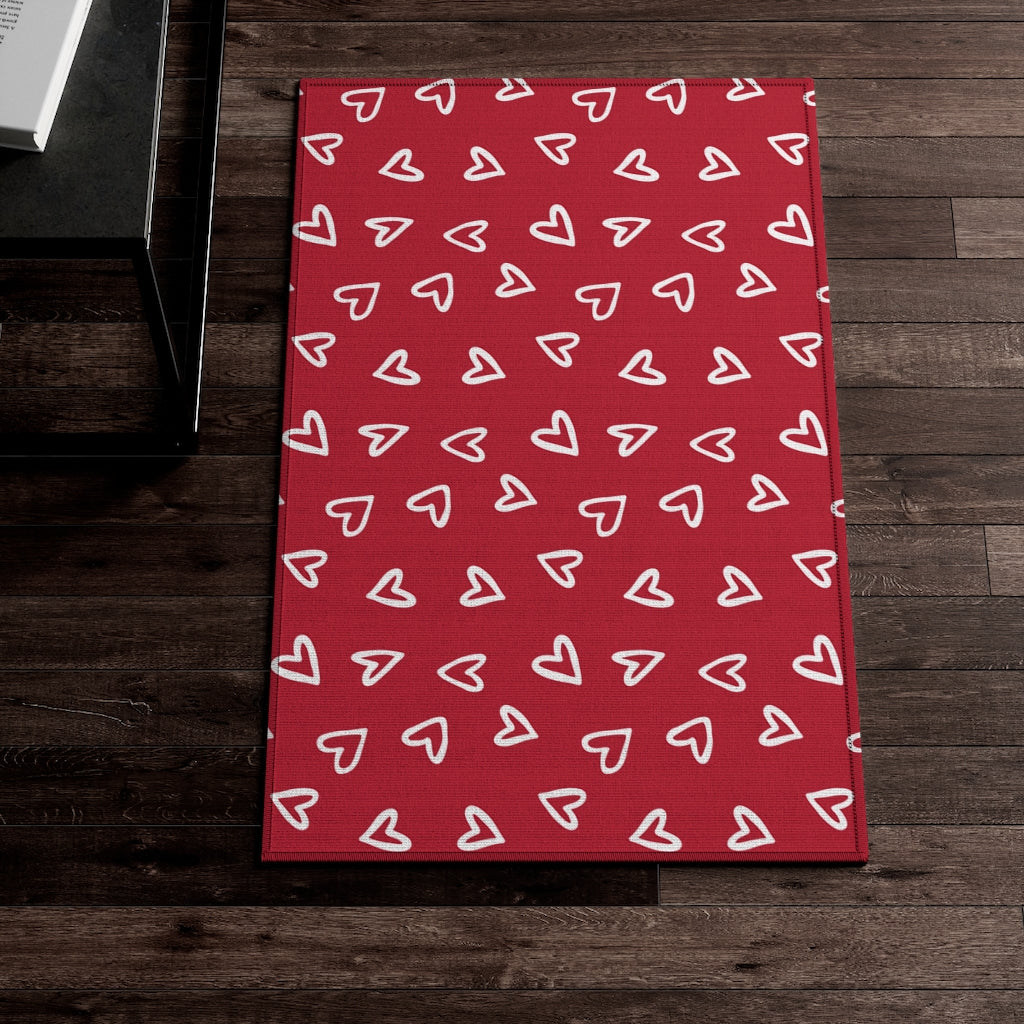 Aurora Hearts Entry Rug / Red
